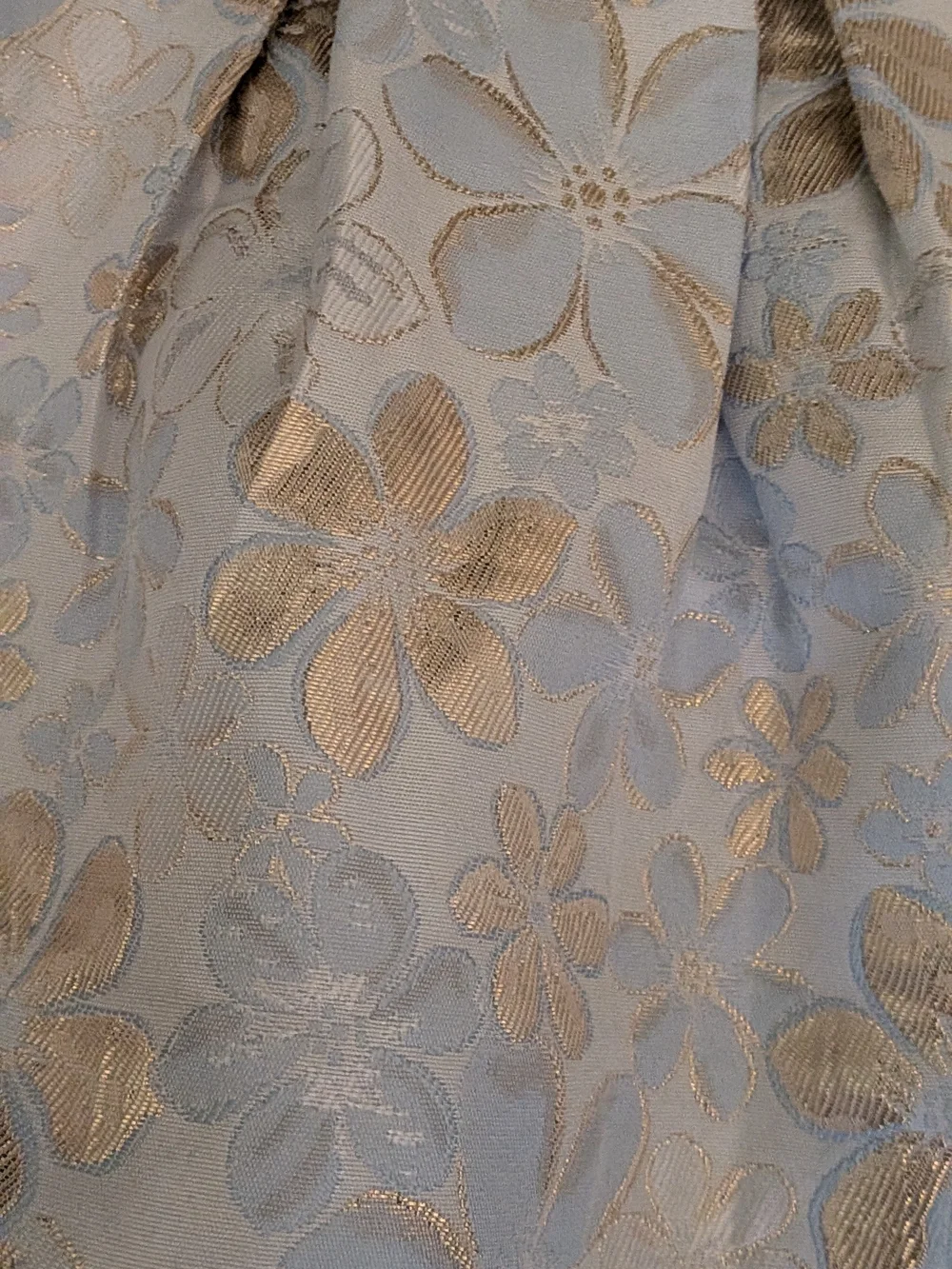 Light Blue and Gold Floral Fit & Flare Girls' Party Dress